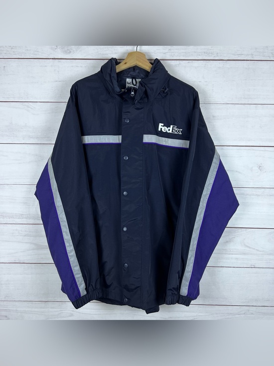 stan herman Other - FedEx Stan Herman VF Imagewear Reflective Rain Coat Windbreaker Hooded Zip Sz L